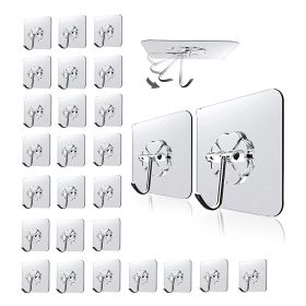 30pcs Practical Adhesive Hooks; Multifunctional Hooks; Transparent Anti-Skid Traceless Hooks; Kitchenware Hook