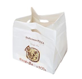 50 Pack Plastic Handle Pizza Merchandise Bags for Take Out Packing