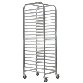 Commercial-Grade 20-Tier Sheet Pan Rack;  Galvanized Iron Bakery Rack;  Super Capacity Bread Rack with wheels;  Silver